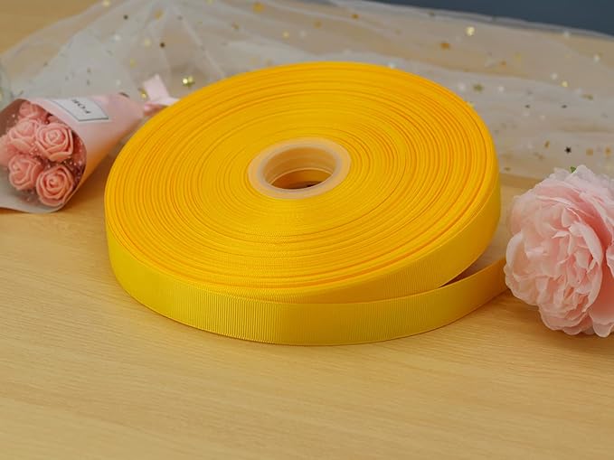 Jesep One Roll 100 Yards Soild Grosgrain Ribbon Boutique Gift Wrapping Package Ribbon, DIY Crafts Bow Hair Headband Accessories Assorted Ribbon #642 (3/4" 20mm, Gold)