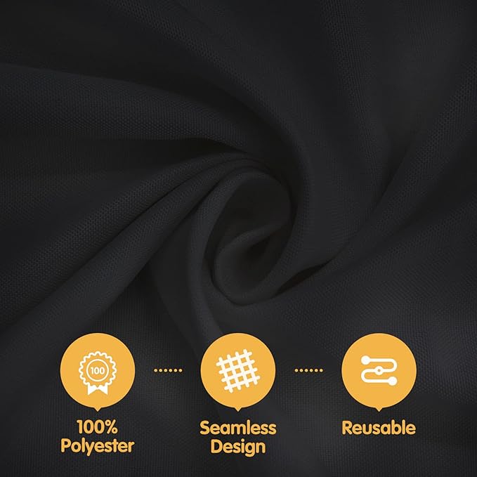 BRILLMAX 4 Pack Black Round Tablecloths 132 Inch - Circle Bulk Linen Polyester Fabric Washable Table Cloth Cover for Wedding Reception Banquet Birthday Party Buffet Restaurant