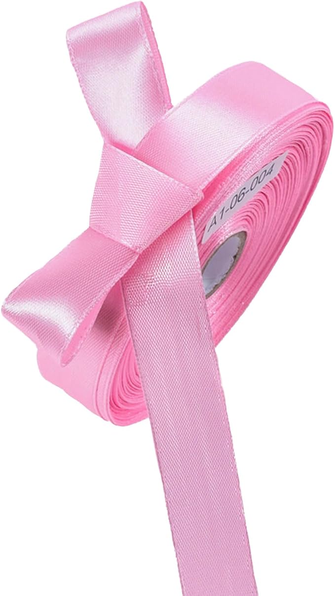 5/8 Inch Pink Satin Ribbon 50 Yards Solid Fabric Ribbons for Gift Wrapping, Crafts and DIY Projects, Bows Making, Wedding, Party, Holiday Decor