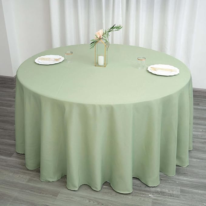 Efavormart Round Tablecloth, 120 Inch Stain & Wrinkle Resistant Washable Table Cloth, Decorative Polyester Fabric Table Cover for Banquet, Wedding, Dining - Sage Green