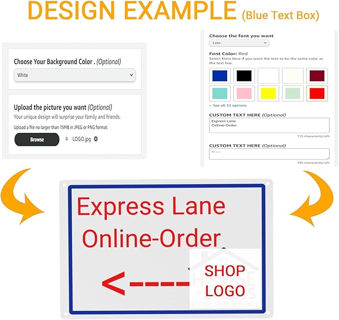Custom Signs Outdoor Metal Sign - 12 x 8 Customized Personalized Aluminum for Office, Home, Business, Decor, Road Signs, Rust-Proof (Yellow Text Box)