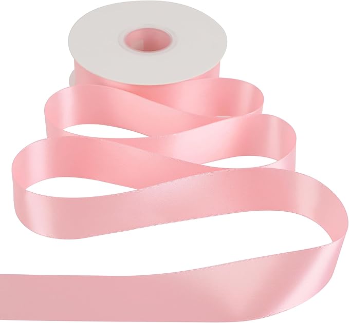 HUIHUANG Pink Satin Ribbon 1-1/2 inch x 50 Yards Double-Faced Silk Like Ribbon for Flower Bouquet, Eternal Flowers, DIY Crafts, Party Favors, Bridal Shower Wedding Decor, Gift Wrapping, Bows