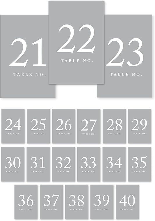 Andaz Press Gray Table Numbers 21-40, 4x6-Inches for Wedding & More