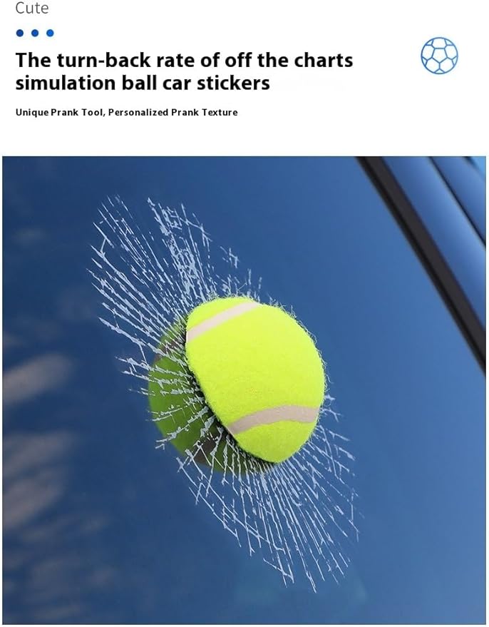 Car 3D elf Ball car Sticker, car Window Funny Creative Decorative Sticker(18cmx18cmx3cm) (Green Tennis)