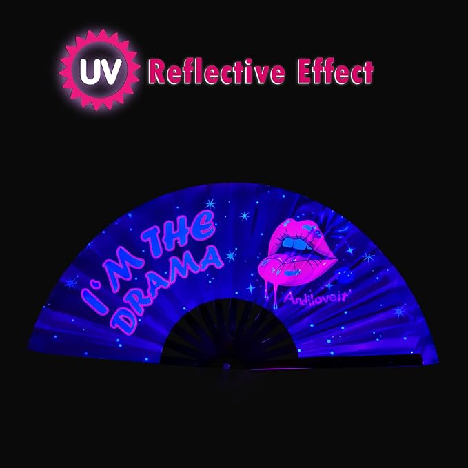 Boots on The Ground Fan, Large Folding Hand Fan for Women and Men, Popping Fans for Line Dancing for Raves, EDM, Dance Party, and Home Decoration