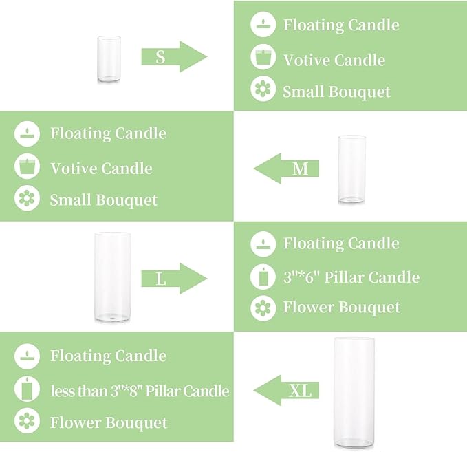 Glasseam Clear Cylinder Vases for Centerpieces, Glass Cylinder Vase Set of 30 for Flowers, Modern Hurricane Candle Holder for Pillar Candles, Floating Candle Vases for Wedding Table Decorations