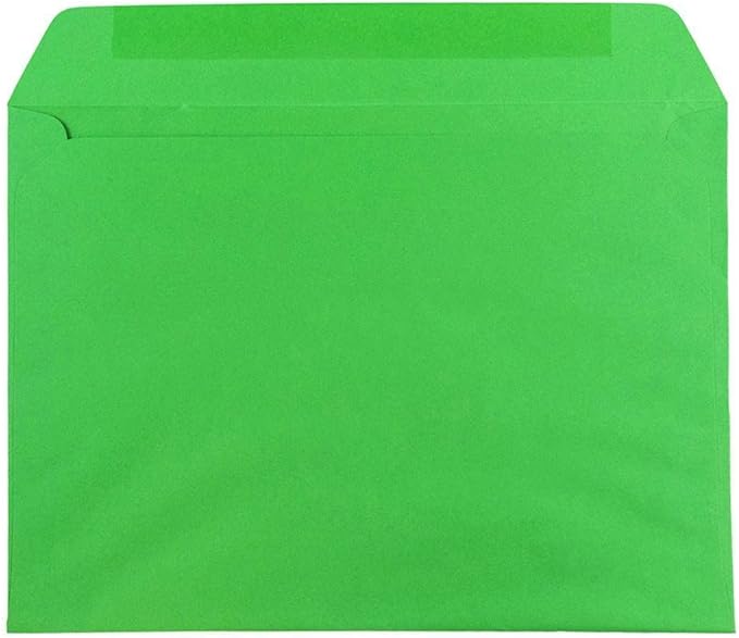 JAM PAPER 9 x 12 Booklet Colored Envelopes - Green Recycled - 50/Pack