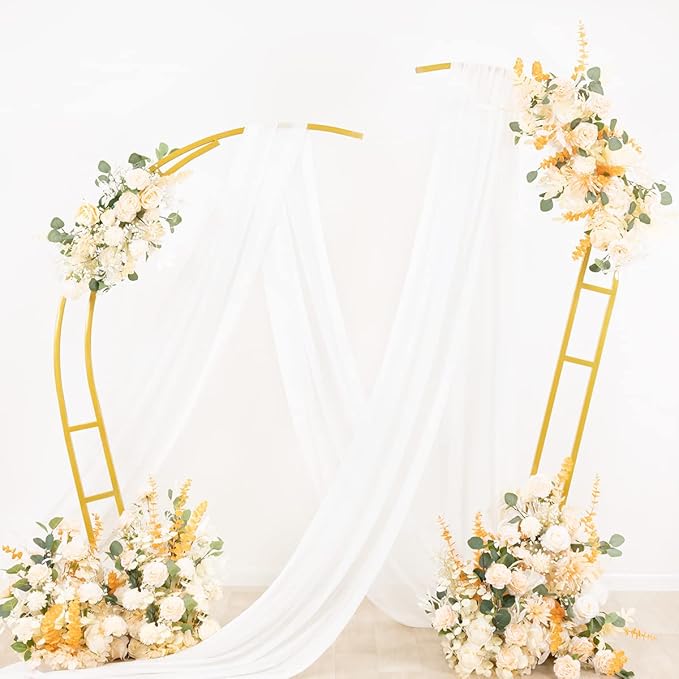 Socomi Wedding Arch Draping Fabric 3 Panels 29" x 19Ft Ivory Sheer Chiffon Curtain Drapes 6 Yards for Wedding Ceremony Birthday Party Decoration
