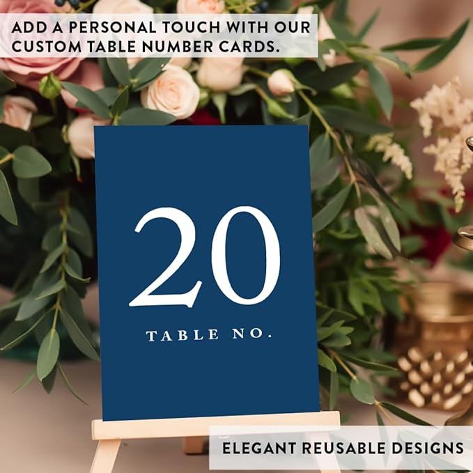 Andaz Press Table Numbers 1-20 On Perforated Paper, Navy Blue, 4X6-Inch Single Sided Sign, 1-Set, Graduation Table Numbers For Wedding Reception Blue Numbers