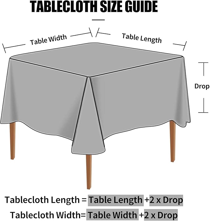 Smiry Square Table Cloth, Waterproof Heavy Duty Vinyl Tablecloths, Wipeable Washable Table Cover for Kitchen and Dining Room (Grey, 54" X 54")