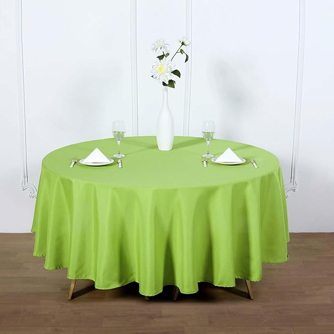 Efavormart Round Tablecloth, 90 Inch Stain & Wrinkle Resistant Washable Table Cloth, Decorative Polyester Fabric Table Cover for Banquet, Wedding, Dining- Green