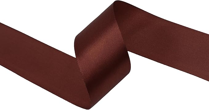 Coffee Brown Satin Ribbon 1-1/2 inch X Continuous 50 Yards, Single Face Polyester Ribbon Perfect for Gift Wrapping, Flower Bouquet, Wedding Decor, Crafts, Bow Making, Sewing and More