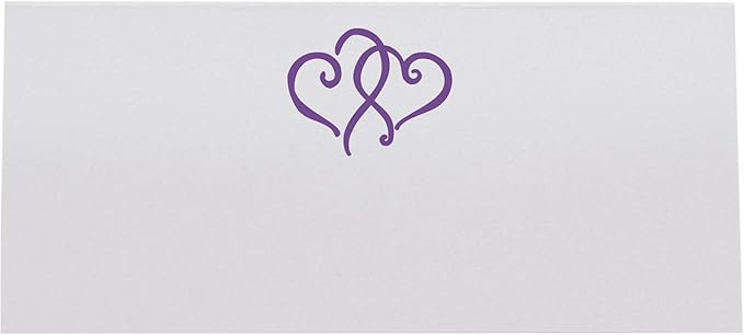 Linked Hearts Printable Place Cards, Purple (Choose Color), Set of 150 (25 Sheets), Laser & Inkjet Printers - Wedding, Party, Dinner, and Special Events - Made in the USA