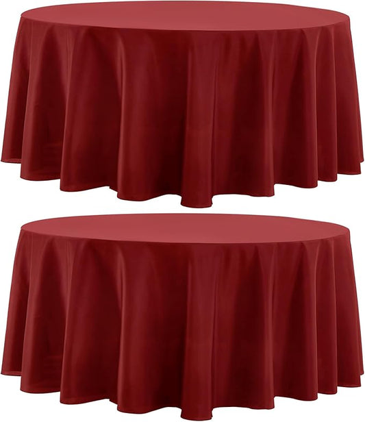 Round Tablecloth 120 Inch Tablecloth 2 Pack Red Table Cloths Washable Decorative Linen Polyester TableClothes Cover for Dining Table Banquets Buffet Parties and Wedding
