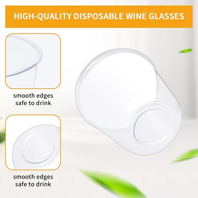 Disposable Stemless Glasses 12oz Crystal Plastic Cups Disposable Cold Party Drinking Cups Wine Glasses for Meeting Weddings Birthdays Cocktail Christmas Party Supplies (Clear, 50 Pcs)