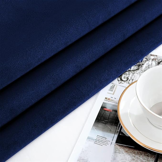 F-CHU Small Square Velvet Tablecloth with Beautiful Gold Tassels Vintage Table Cloth for Home Decor Wedding, Party, Banquet and Events 36x36-Inch，Blue
