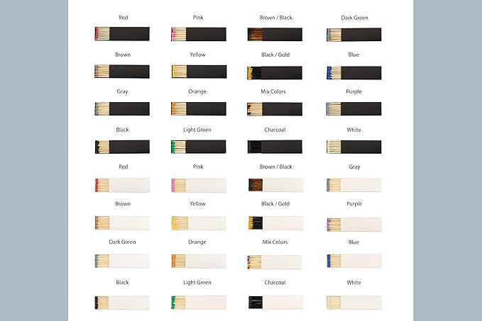 10 Boxes - Customized Matchboxes Colorful Tips (Wedding Design #5, 4" Matchboxes) (4" Matchsticks, Wedding Design #5)