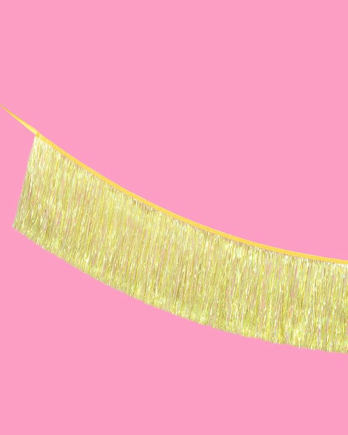 xo, Fetti Yellow Fringe Banner - 5 Ft. | Groovy Bachelorette Party Decorations, Pastel Preppy Birthday Party Decor, Smiley Baby Shower Supplies, Photo Booth Backdrop, HBD
