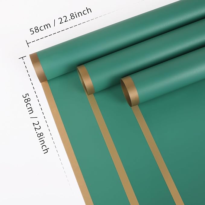 NESCCI 20 Sheet Flower Wrapping Paper - Waterproof Floral Bouquet Wrapping Paper, Florist Supplies Packaging Paper for Wedding Birthday Gift DIY (Dark green)