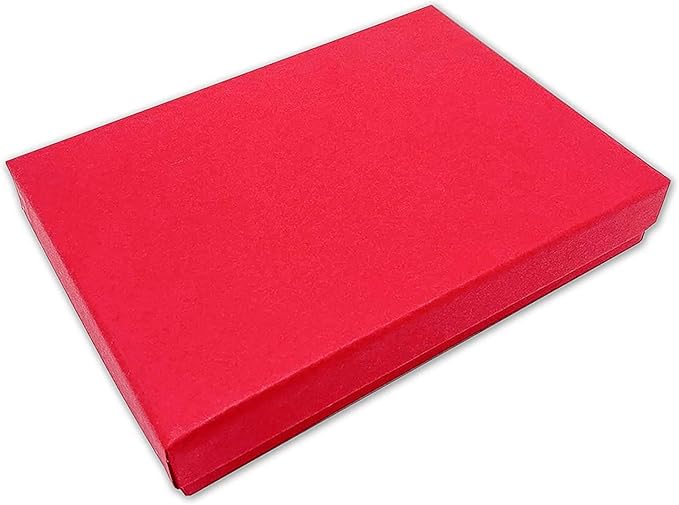 TheDisplayGuys - 25-Pack #53 Kraft Paper Cardboard Gift Boxes/Jewelry Cases w. Cotton Padding & Lid - Matte Red - (5.4" x 3.9" x 1.0")