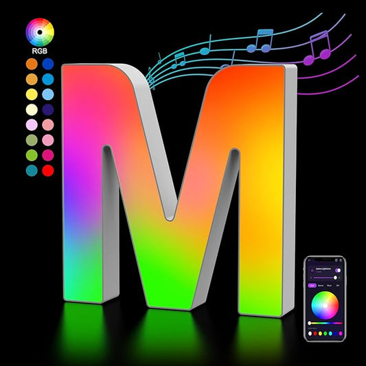 OJQ Light Up Letters LED Letter - Marquee Letters Room Decor Alphabet Letter Music Sync Color Change Colorful - Christmas Birthday Gifts for Girl - Teen Girls Gifts Party Home Wall Decor