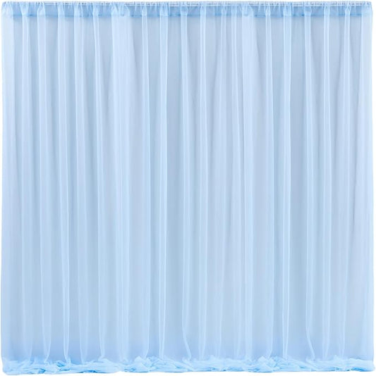 10x10 Blue Tulle Backdrop Curtains for Parties, Sheer Backdrop Curtain Wedding Photo Background Drapes for Baby Shower Photography Birthday Party