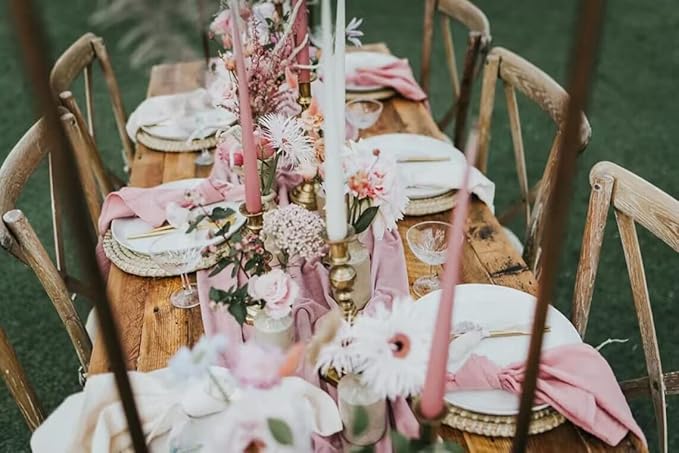 Luxurious Velvet Table Runner, 10ft Wedding Reception Decorations, 20x120inch Soft Velvet Fabric, Table Linen Overlay, Wedding Table Runners (Dusty Rose/ Blush Pink /Mauve, 20X120inch)