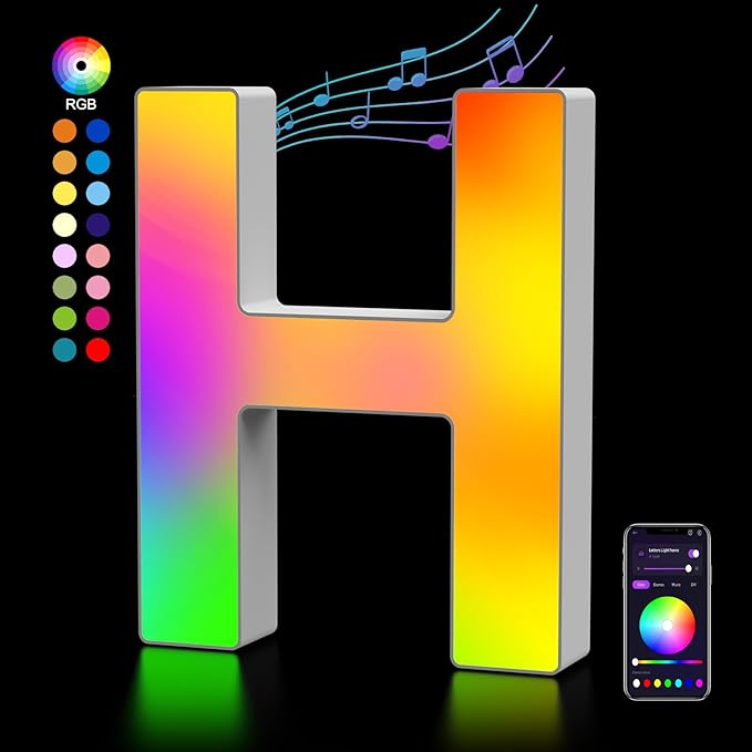 OJQ Light Up Letters LED Letter - Marquee Letters Room Decor Alphabet Letter Music Sync Color Change Colorful - Christmas Birthday Gifts for Girl - Teen Girls Gifts Party Home Wall Decor