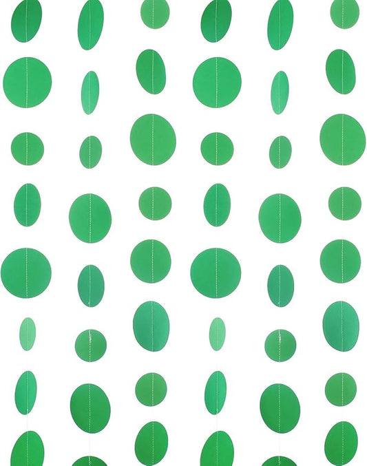 Green Paper Garland Circle Dot Party Banner Streamer Backdrop Hanging Decorations, 20 Feet in Total