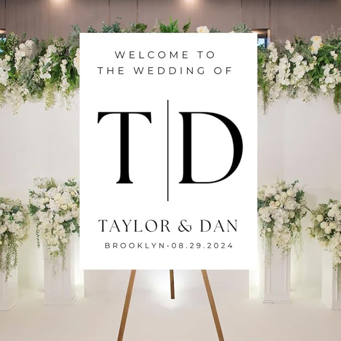 Welcome To Our Wedding Sign, Personalized Wedding Welcome Sign, Wedding Welcome Sign Custom Elegant Welcome Sign for Wedding, Customized Black Wedding Sign, Minimalist Wedding Welcome Sign