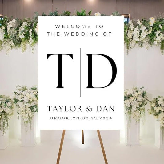 Welcome To Our Wedding Sign, Personalized Wedding Welcome Sign, Wedding Welcome Sign Custom Elegant Welcome Sign for Wedding, Customized Black Wedding Sign, Minimalist Wedding Welcome Sign