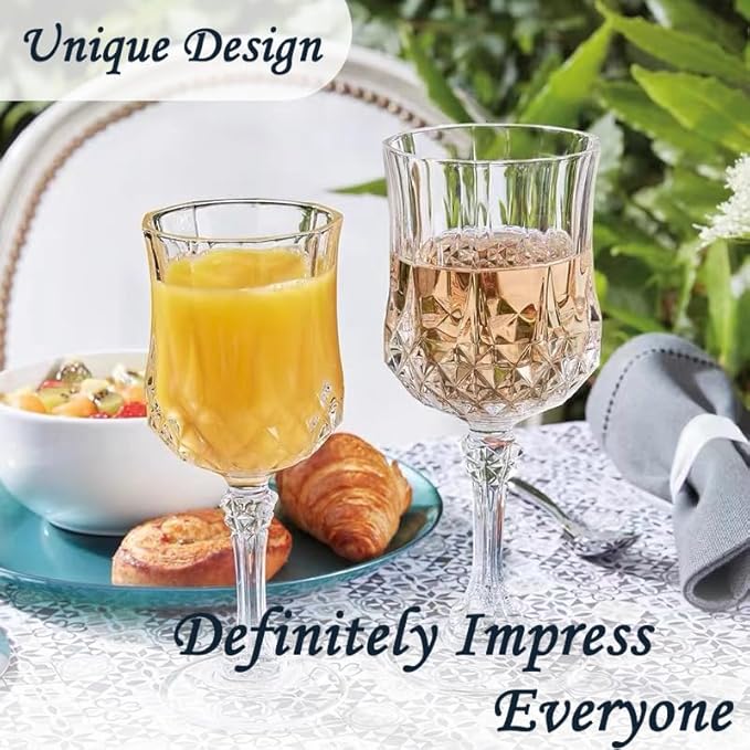 Plastic Wine Glasses，Plastic Goblets Vintage Style Cordial Drinking Glasses for Wedding Reception, Grand Event Party Supplies (48, transparent)