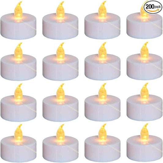 Tea Lights, 200PACK Flameless LED Tea Lights Candles, Flickering WarmYellow, 200 Hours Battery-Powered Tea Light, Ideal Party, Wedding, Birthday, Gifts Home Decoration