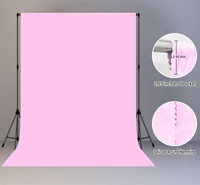 6X9FT High Density Fabric Pink Backdrop Portrait Photo Booth Washable Background Screen Video Recording Parties Curtains
