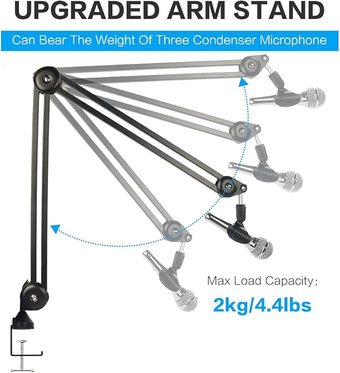 BOMGE heavy duty gaming Mic Boom Arm,Adjustable Studio Microphone Stand Arm for Blue Snowball, Blue Snowball ICE, Blue Yeti,Radio Broadcasting and Gaming