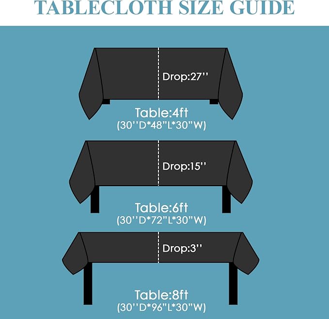 VidaFete Tablecloth 60 * 102inch 2pack Rectangle Table Cloth Polyester, Stain Wrinkle Resistant Dining Table Cover for Kitchen Dinning Party Wedding Rectangular Tabletop Buffet Decoration(Black)