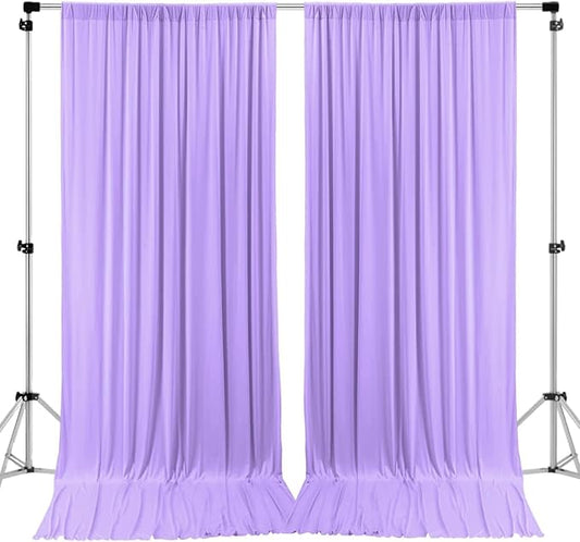 AK TRADING CO. 10 feet x 10 feet Polyester Backdrop Drapes Curtains Panels with Rod Pockets - Wedding Ceremony Party Home Window Decorations - Lavender