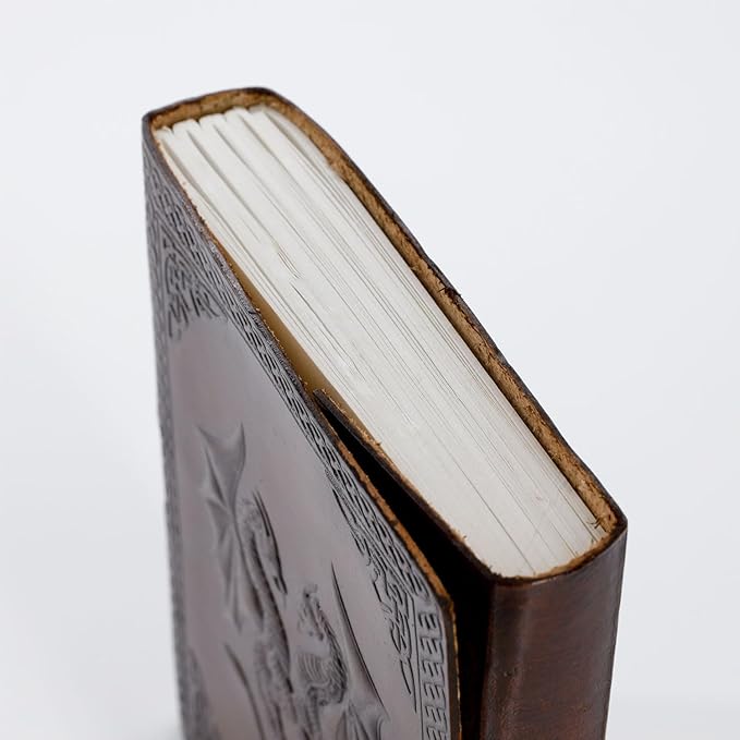Handmade Leather Double Dragon Journal | Writing Notebook Diary | Bound Daily Notepad for Men & Women Unlined Paper Medium, Writing pad for Artist, Sketch
