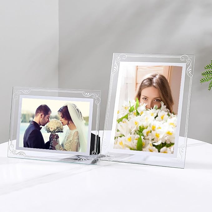 Photo Frames Picture Frame 2 Pack 4x6 High Definition Glass Vertical and Horizontal for Table Desk Shelf Office House Decoration Gifts