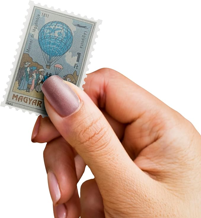 IMPACTO COLECCIONABLES – 100 Airplane-Themed Stamps Collection with Included Album (5.5 x 7 x 0.4 in) | Enhance your philatelic collection with postmarked stamps in a compact and elegant album