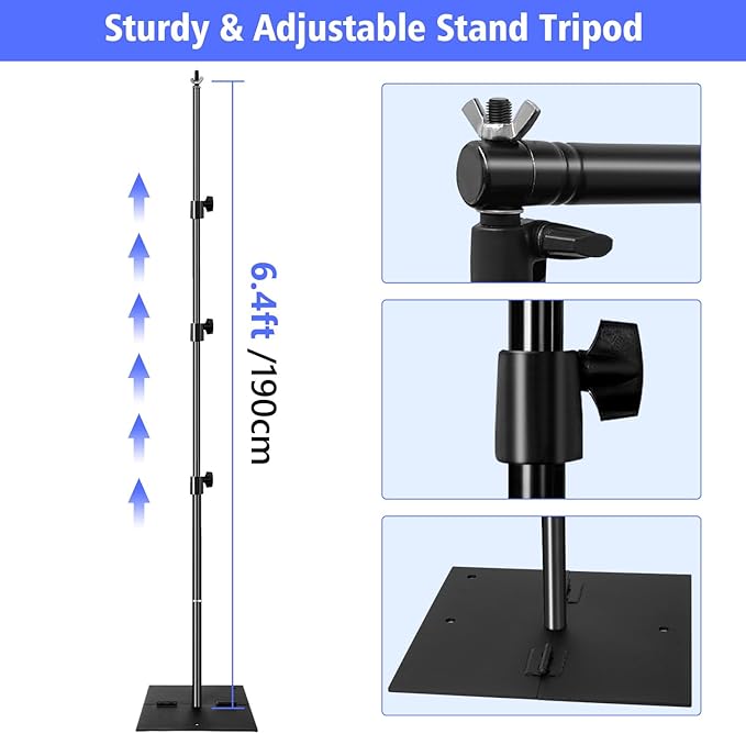 SLOW DOLPHIN Pipe and Drape Photography Backdrop Stand Kit Adjustable Photo Background Stand 10ft x 6ft with Metal Base for Parties Weddings Birthday Party Events Photo Booth