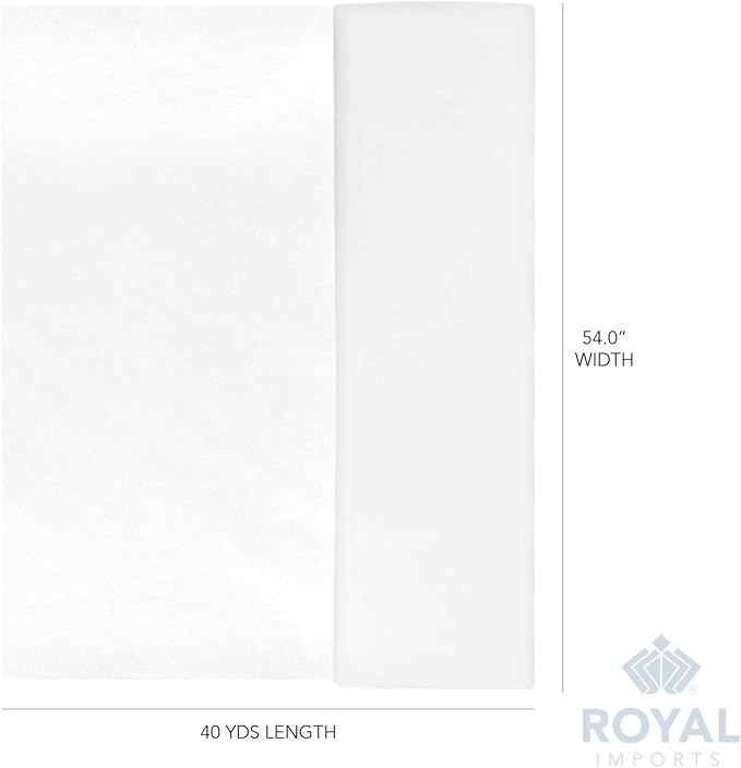 Royal Imports 54” Fabric Tulle Bolt for Wedding Party Decoration Bridal Shower - Tutu Roll, Netting Spool Ribbon Wrapping, White, 40 YDS