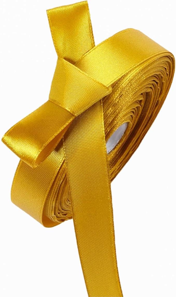 5/8" x 50 Yards Gold Satin Ribbon Single Faced Fabric Ribbons for Gift Wrapping, Crafting, Bows Making, Sewing, Wedding, Home Decor