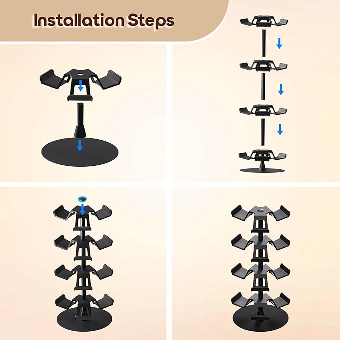 Nargos Universal Controller Holder for Xbox PS5 PlayStation 4 Switch Pro Gamepad, Rotating Headset Tree Stand Organizer, 4 Tier, Gamer Gifts