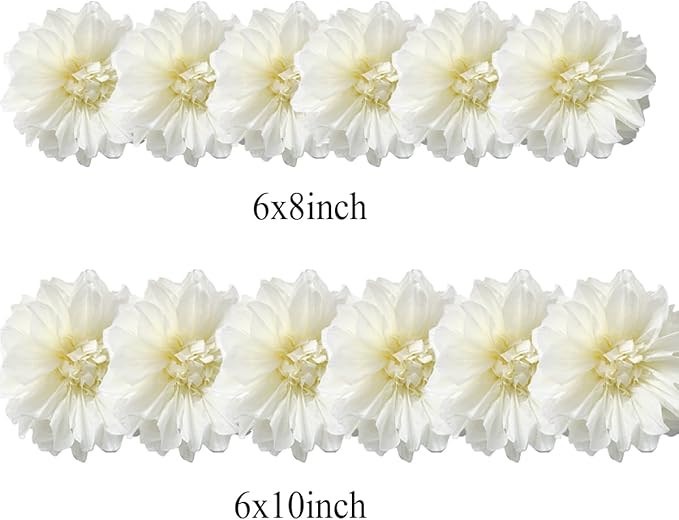 12pcs 8in 10in Paper Flowers Tissue Flowers Pom Paper Pom Poms Hanging Paper Flowers Wall Backdrop Wedding Party Flower Decorations DIY Art Craft Blooms for Birthday Baby Shower Nursey Decor Cream