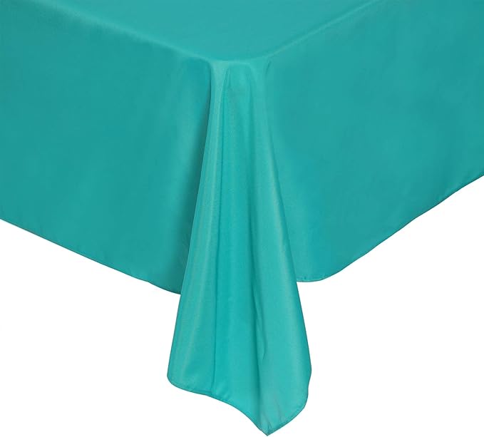 Rectangle Tablecloth 90x132 inch Washable Polyester Fabric Table Cloth for Wedding Party Dining Banquet Decoration（90x132, Turquoise）
