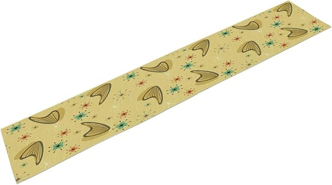 Mid Century Table Runner, Modern Atomic Pattern Absctract Geometric Retro 1950S 1960S Dinner Runner for Home Kitchen Dining Table Decoration, 13x90 Inch