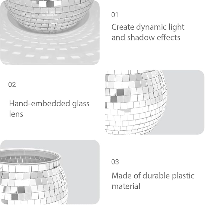 2 Pcs Disco Ball Vases,6" X 6.7" Disco Ball Centerpieces Decor,Silver Mirror Plastic Vase Disco Ball Planter for Wedding,Birthday,Office Table Decorations