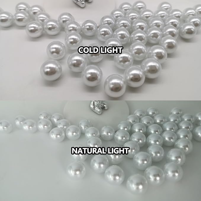 100PCS White Faux Pearls Beads for Centerpiece Vases, Vase Filler Faux Pearls, No Holes Filler Beads for Party Anniversary Birthday Wedding Table Decor, 14/20/30mm