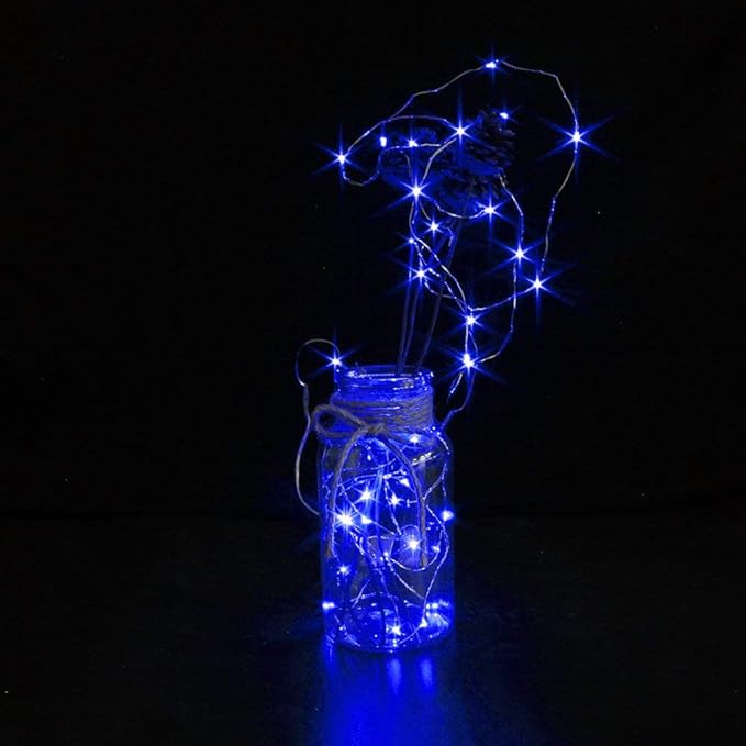 CYLAPEX 12 Pack Blue Fairy Lights String Battery Operated Fairy Lights Starry String Lights on 3.3ft/1m Silvery Copper Wire DIY Christmas Decoration Costume Wedding Party Halloween Easter